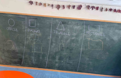 Pizarra con dibujos en inglés